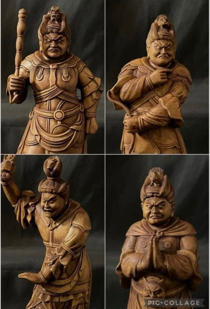 総柘植材 精密細工 古美術 時代木彫 仏教美術 薬師12神将像一式