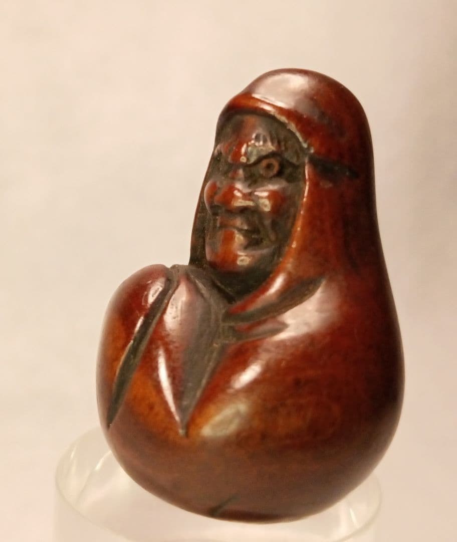 柘植彫 根付 「達磨 図」 江戸時代
