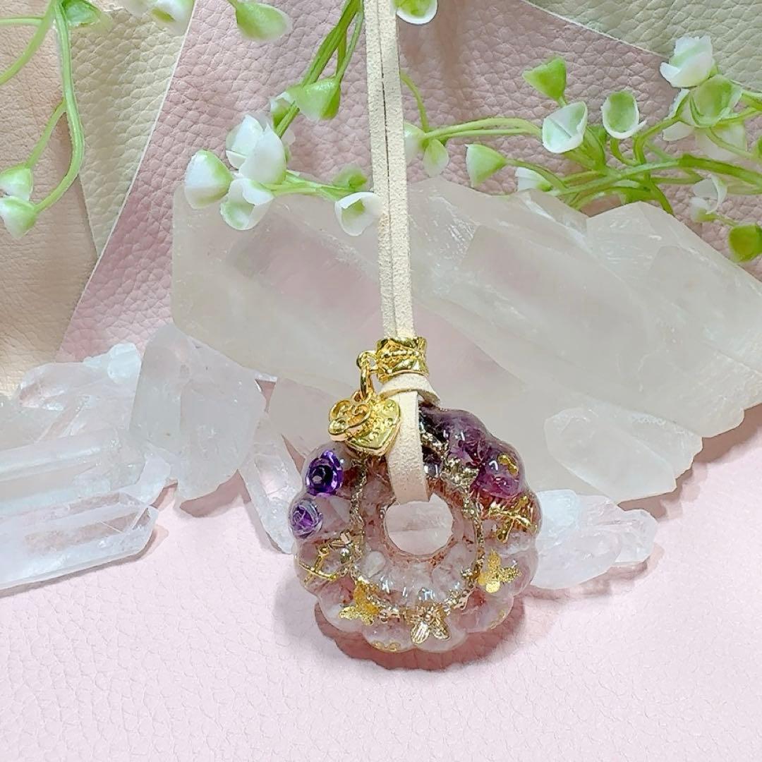 癒しのオルゴナイト❤️ラベンダー翡翠＋アメジストのフレンチクルーラー♡