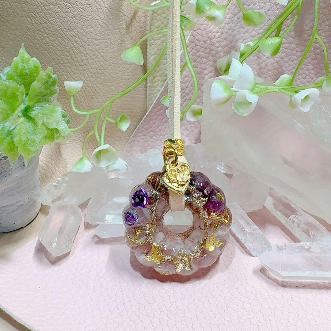 癒しのオルゴナイト❤️ラベンダー翡翠＋アメジストのフレンチクルーラー♡