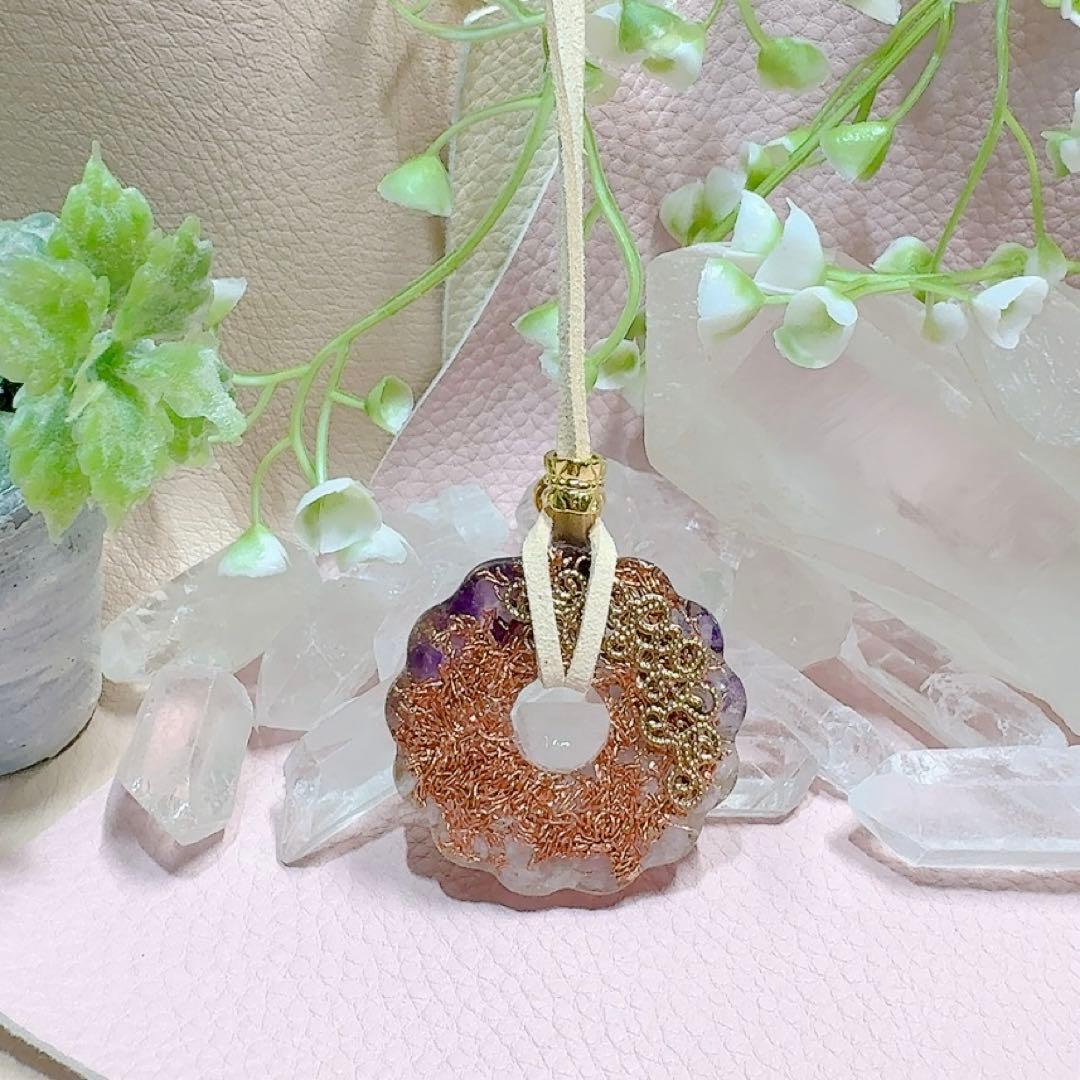 癒しのオルゴナイト❤️ラベンダー翡翠＋アメジストのフレンチクルーラー♡