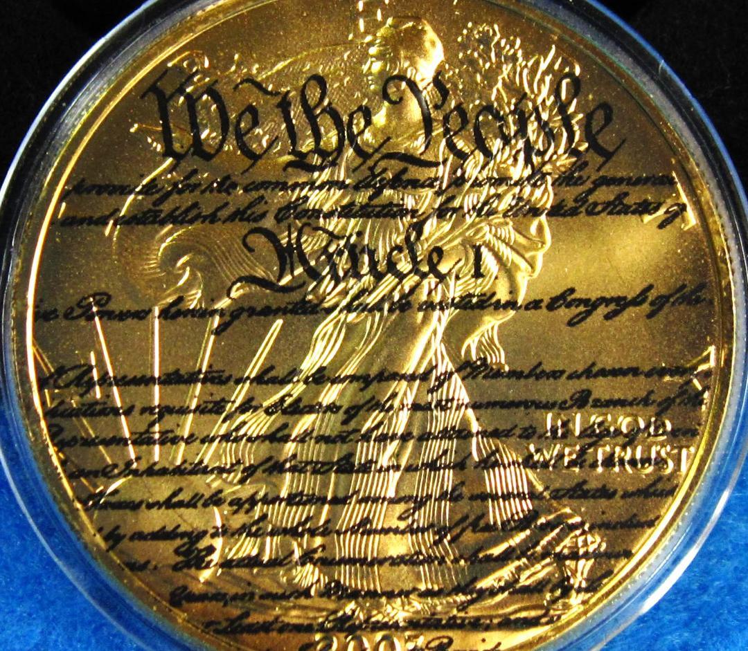 ０３年　カラー　アメリカンシルバーイーグル　１オンス銀貨　アメリカ合衆国憲法記念
