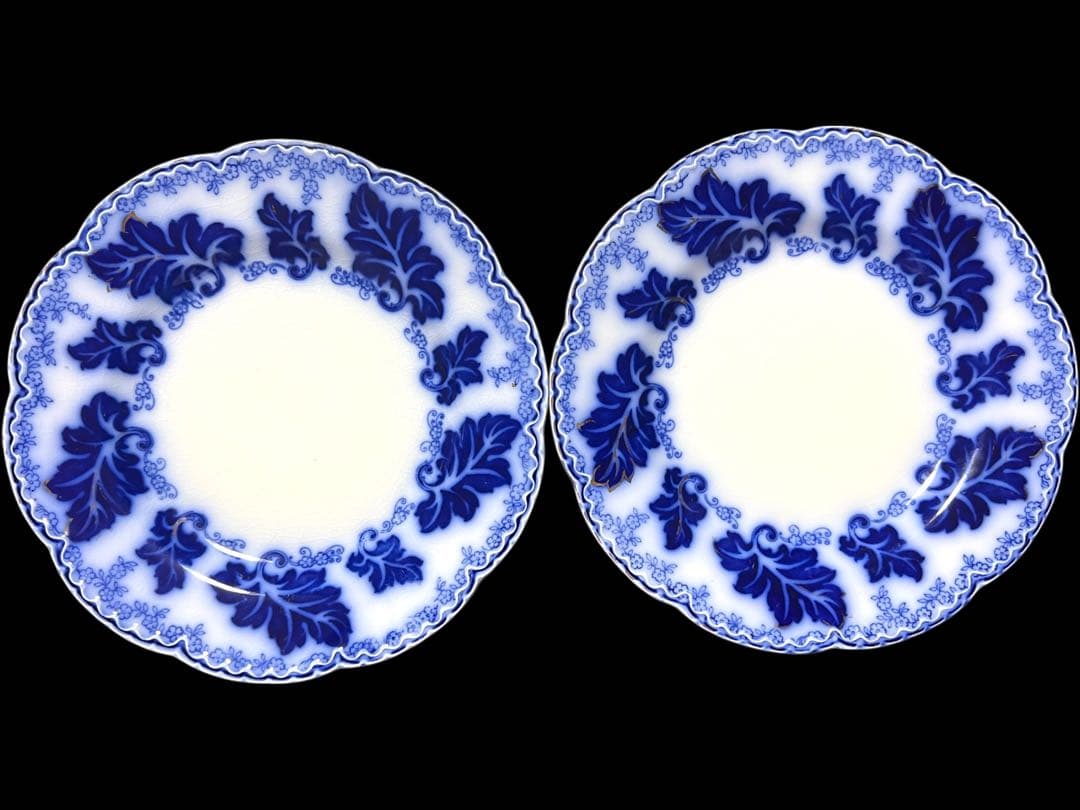 英国アンティーク19世紀 ジョンソンB ノルマンディーフローブルー皿