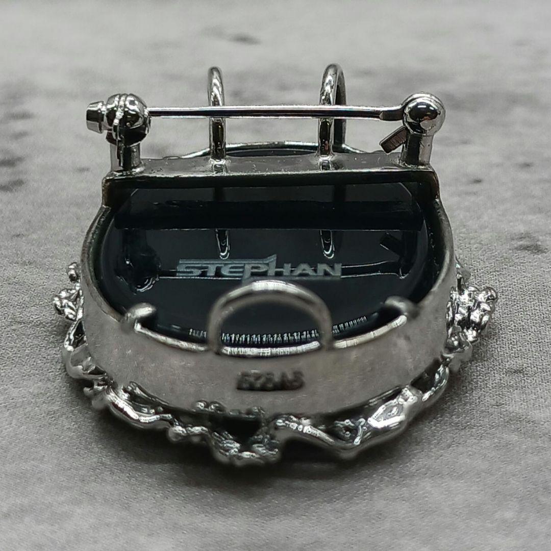 未使用級✨ ストーン カメオ ブローチ チョーカー 2WAY SV925 ブルー