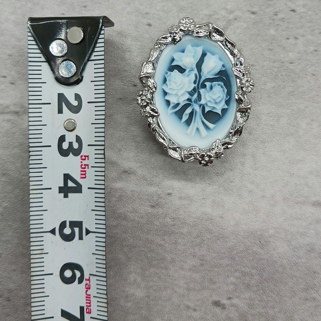 未使用級✨ ストーン カメオ ブローチ チョーカー 2WAY SV925 ブルー