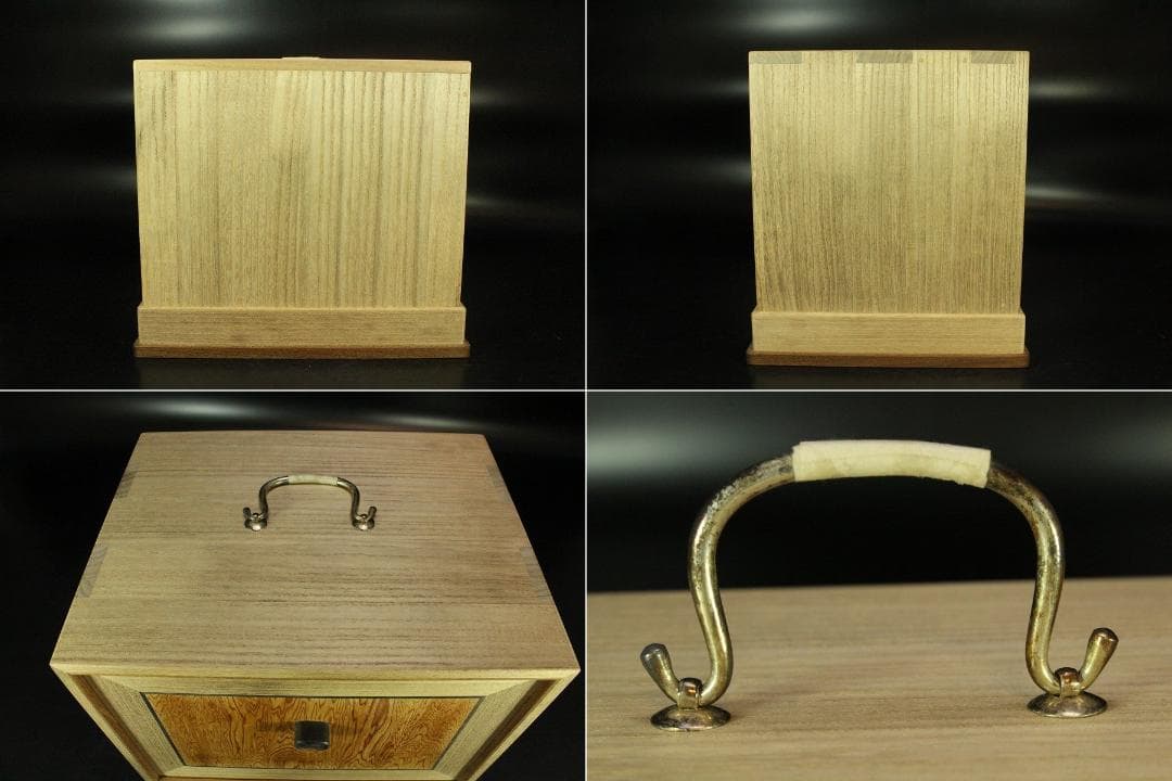煎茶 銘木 寄せ木 茶箱 器局 指物師 暲尚斎 古希作 共箱(K-YC503)