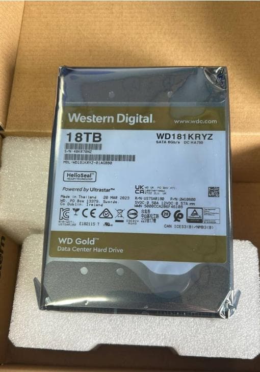新品未開封 WD Gold Enterprise Class HDD 18TB
