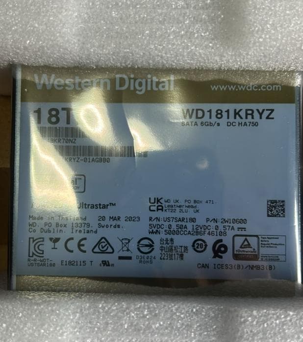 新品未開封 WD Gold Enterprise Class HDD 18TB