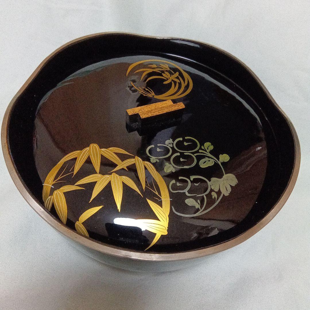 昭和レトロ 漆塗り 菓子器＆銘々皿５枚セット