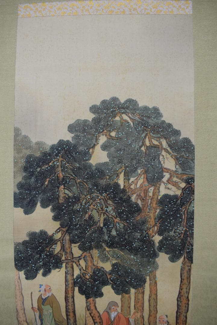清兆/四賢人図/松林人物図/掛軸☆宝船☆Y-802　JM