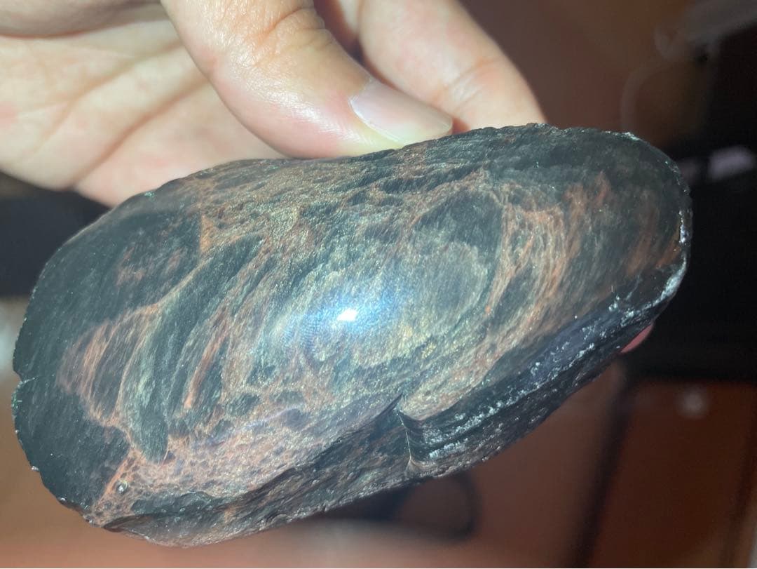 研磨品　十勝石玲瓏　ゴールデンマホガニーオブシディアン　特級品