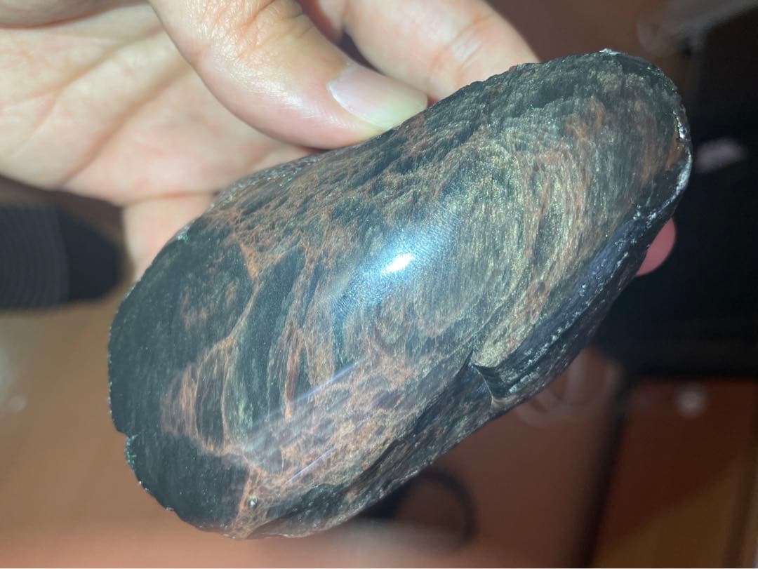 研磨品　十勝石玲瓏　ゴールデンマホガニーオブシディアン　特級品