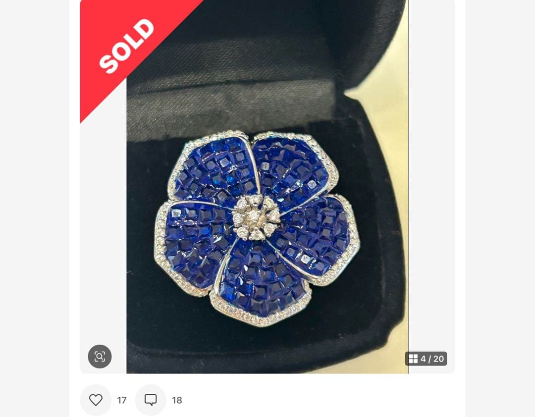 ハートちゃん❣️ミステリーセッティングルビーブローチ