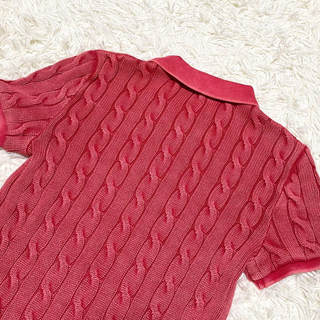 未使用級 ラルフローレン 現行 ケーブルニット ポロシャツ M ウォッシュ加工