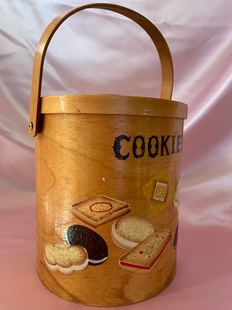 ビンテージ　木製　クッキージャー　ビスケット　レトロ　アンティーク　キャニスター