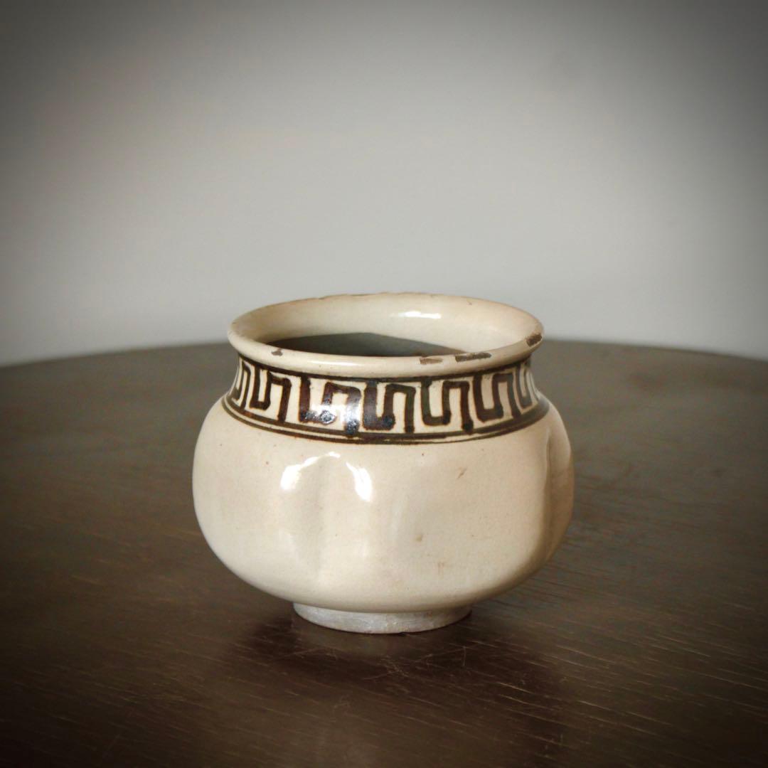 白地鉄絵 阿古陀形 火入れ 茶碗 古美術 古道具 アンティーク