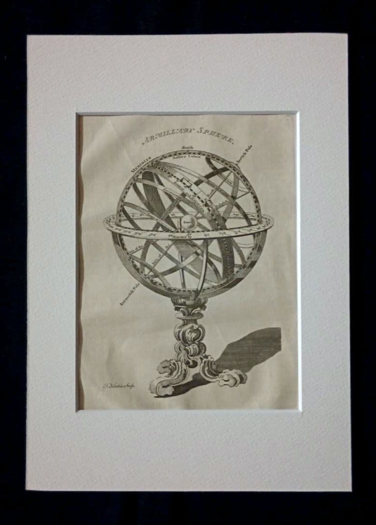 額装品　1750年　T.KITCHIN　「アーミナリ天球儀」渾天儀