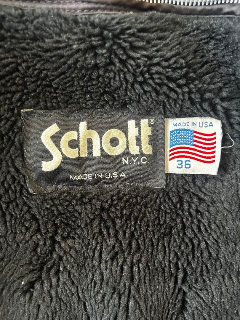 Schott ブラック シングルライダースジャケット 36