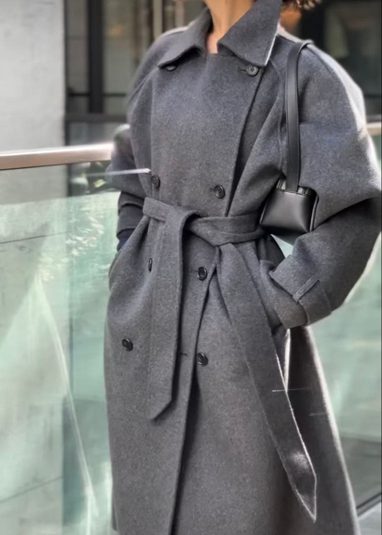 【uru様用】ダークグレー オーバーサイズ チェスターコート