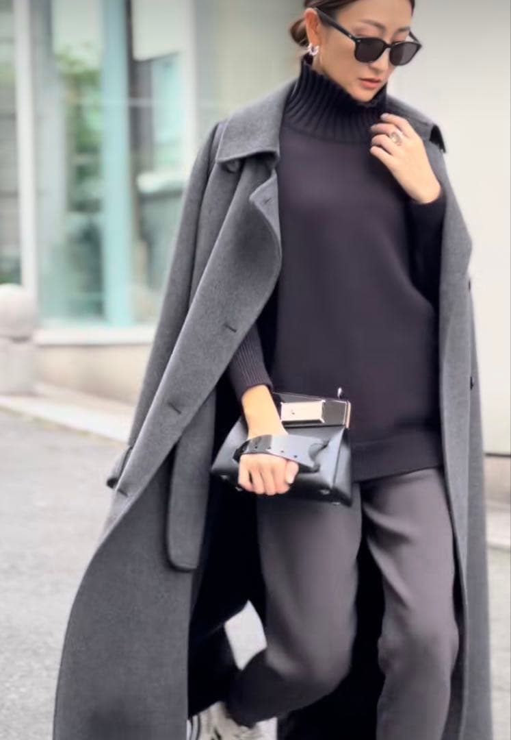 【uru様用】ダークグレー オーバーサイズ チェスターコート