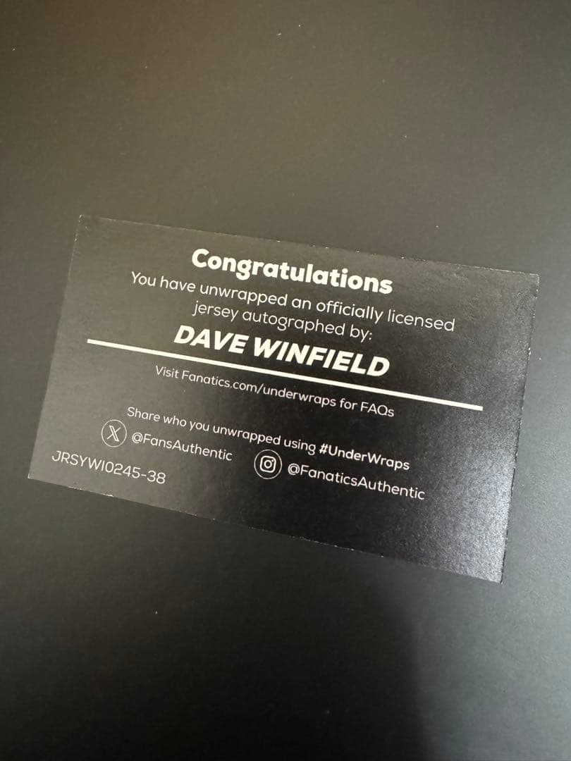 【激レア・直筆サイン入り Dave Winfield MLBユニフォーム】