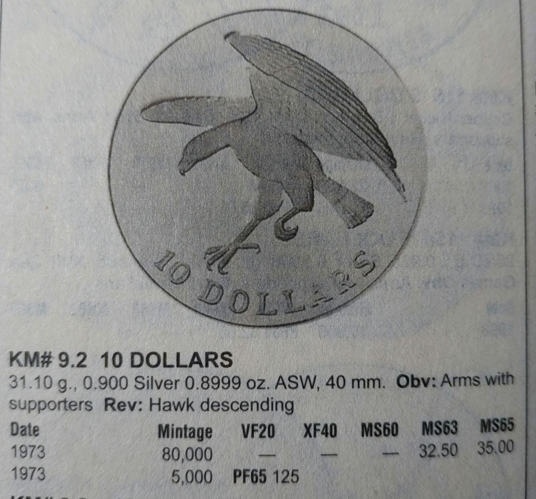 シンガポール 10ドルプルーフ銀貨 1973年