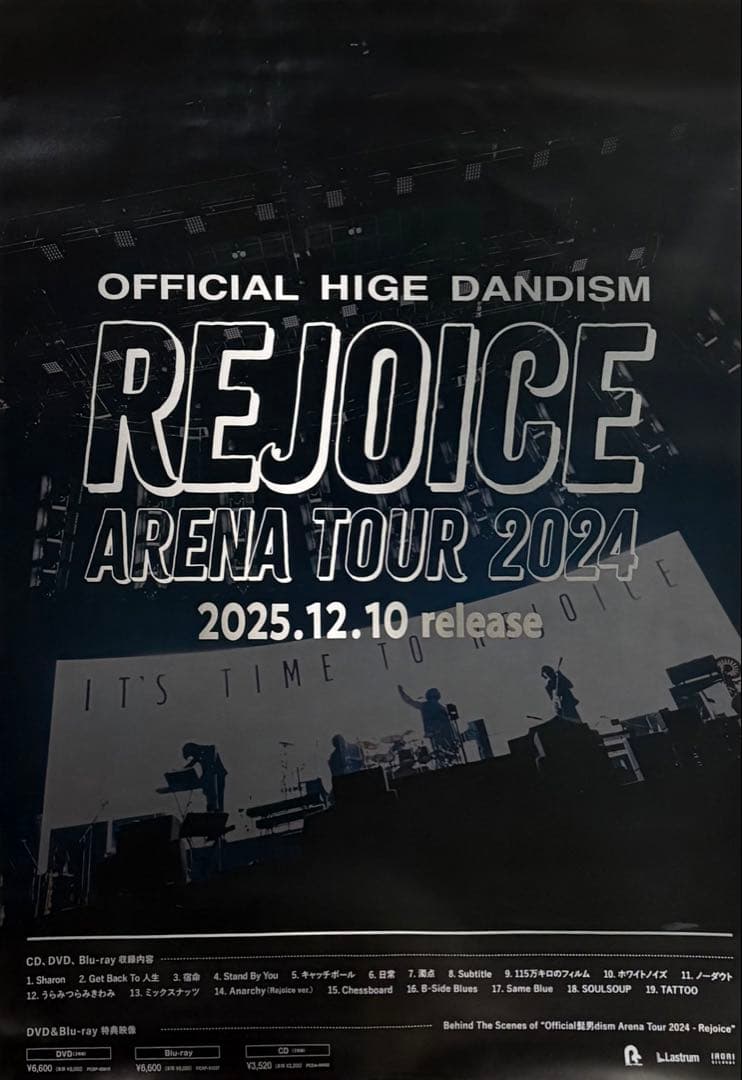 ヒゲダン/Rejoice Arena Tour 2024 B2告知ポスター 新品