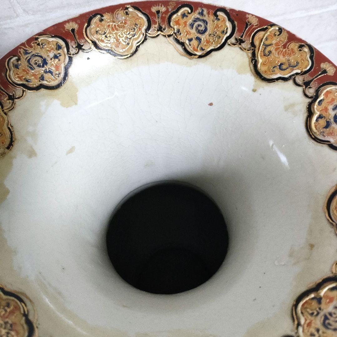 中国美術 大型飾り壺 双耳大花瓶 金彩 美人画 豪華爛漫 60cmサイズ