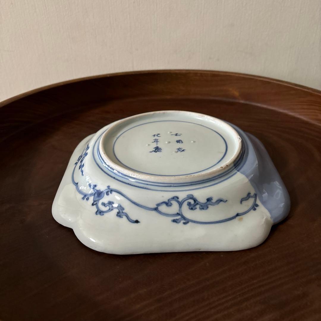 古伊万里染付 角皿 アンティーク　白磁　李朝　骨董　古道具　李朝