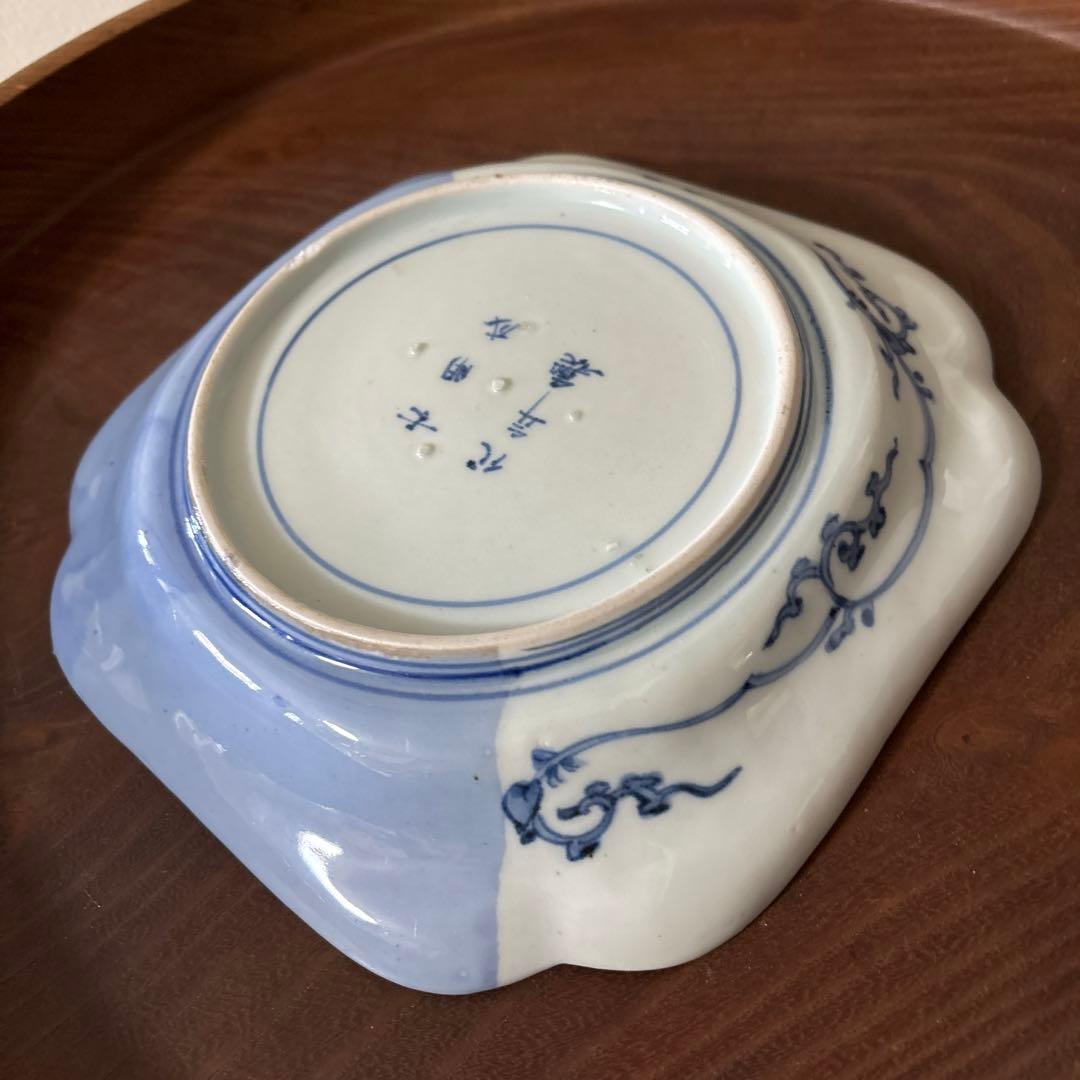古伊万里染付 角皿 アンティーク　白磁　李朝　骨董　古道具　李朝