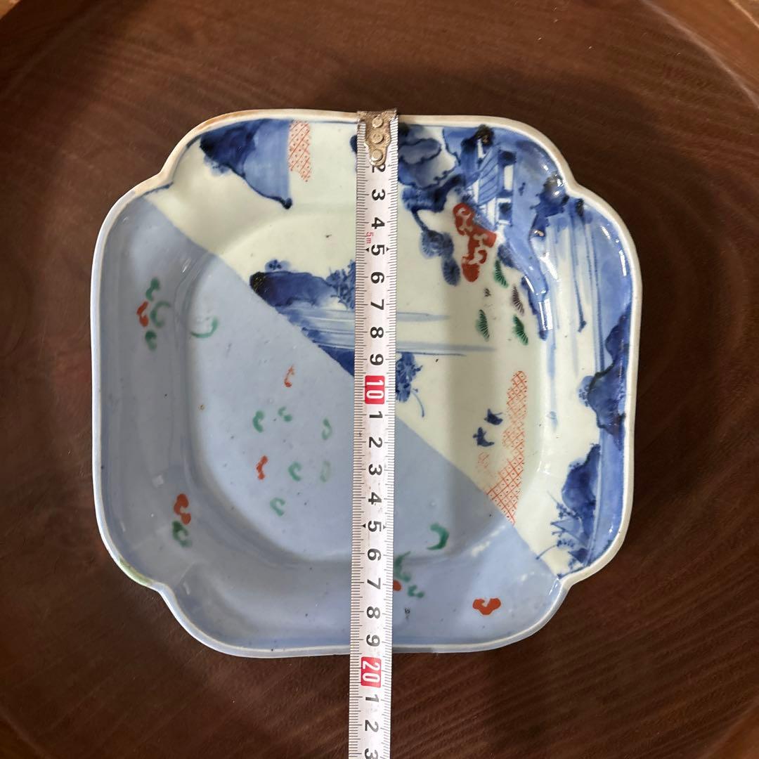 古伊万里染付 角皿 アンティーク　白磁　李朝　骨董　古道具　李朝