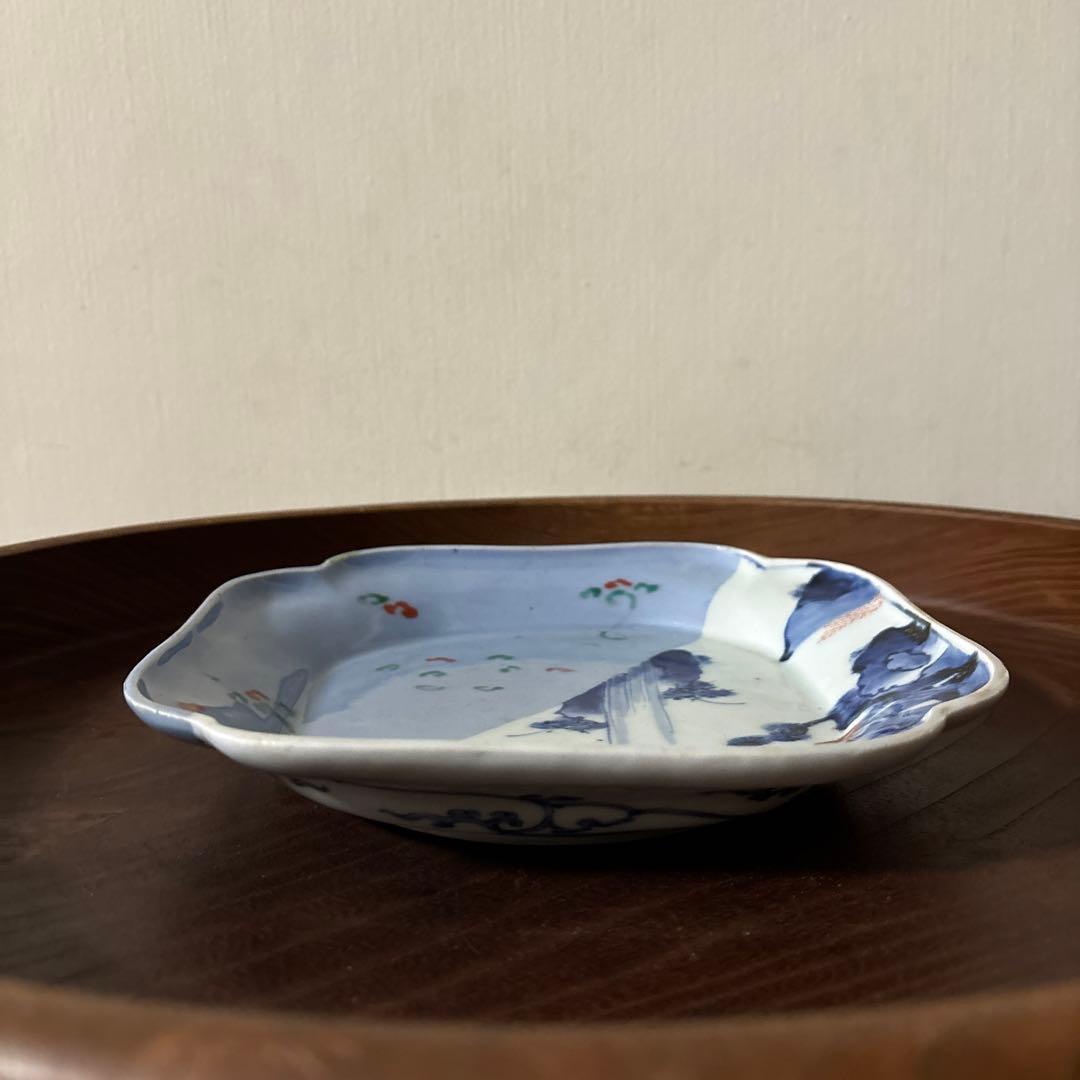 古伊万里染付 角皿 アンティーク　白磁　李朝　骨董　古道具　李朝
