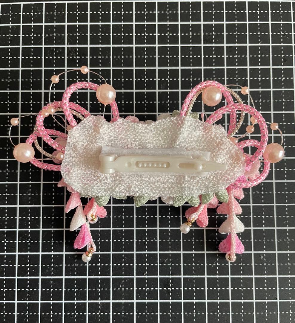 らおちゃん　犬用バレッタ　つまみ細工