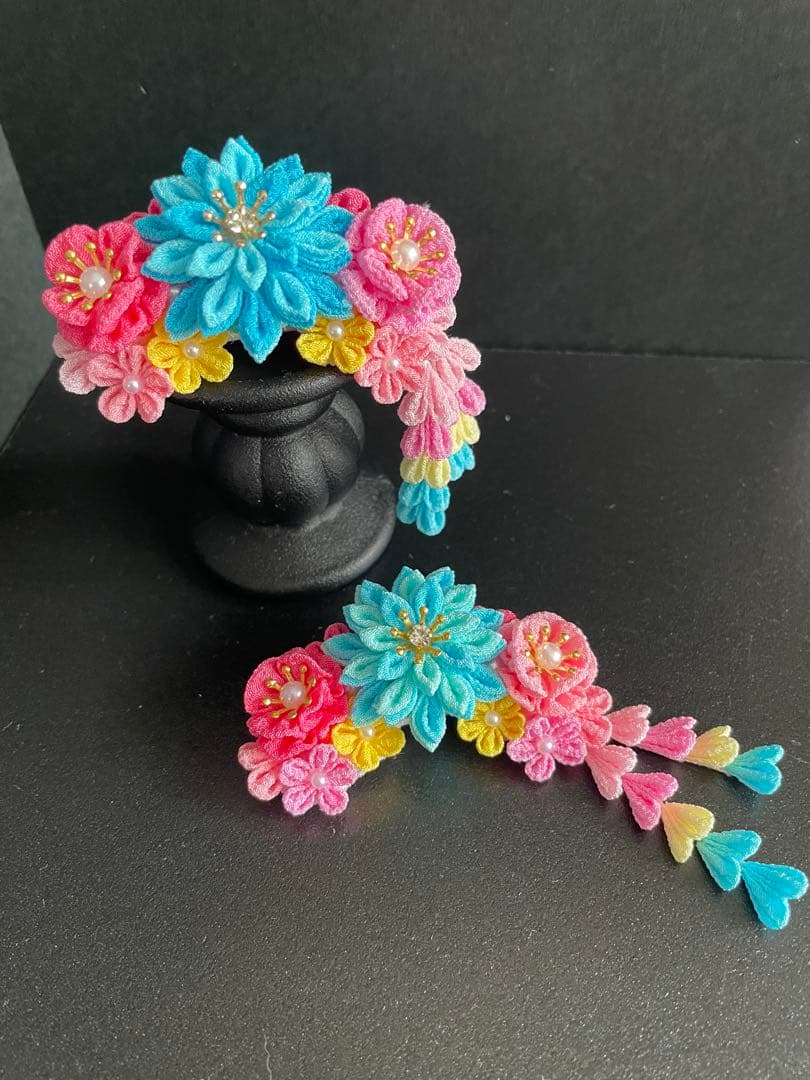 らおちゃん　犬用バレッタ　つまみ細工