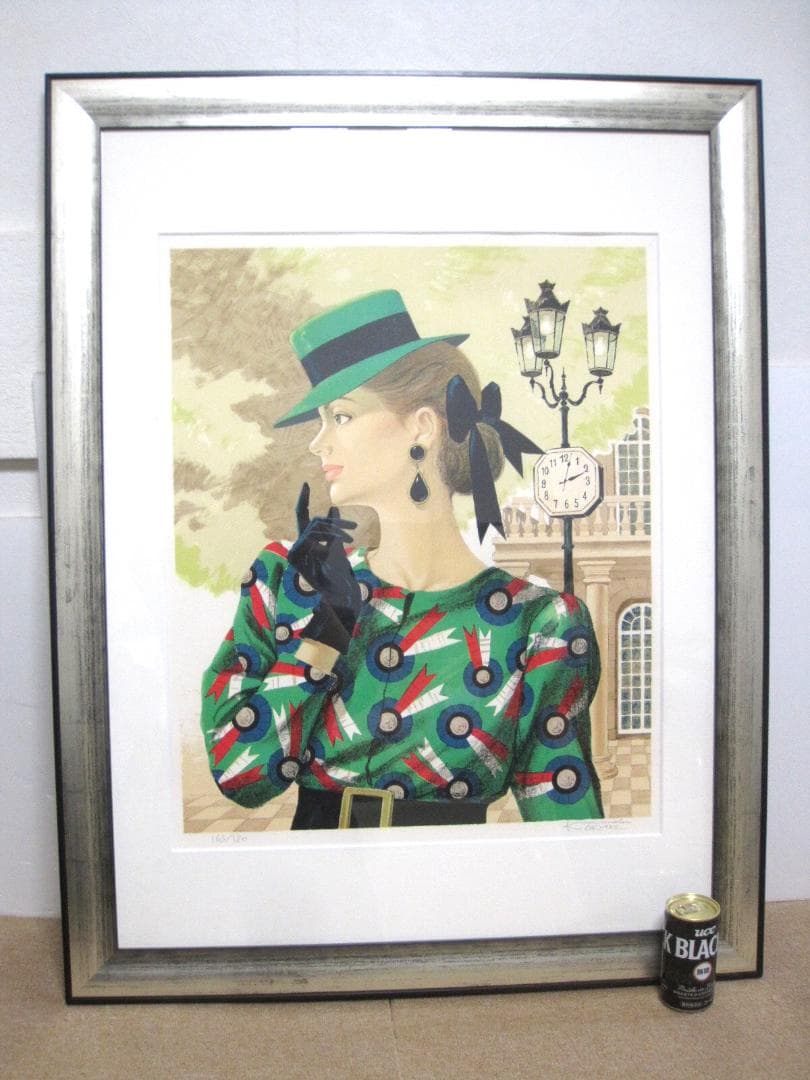 奥津国道 プチ シャポー リトグラフ 婦人画 163/180