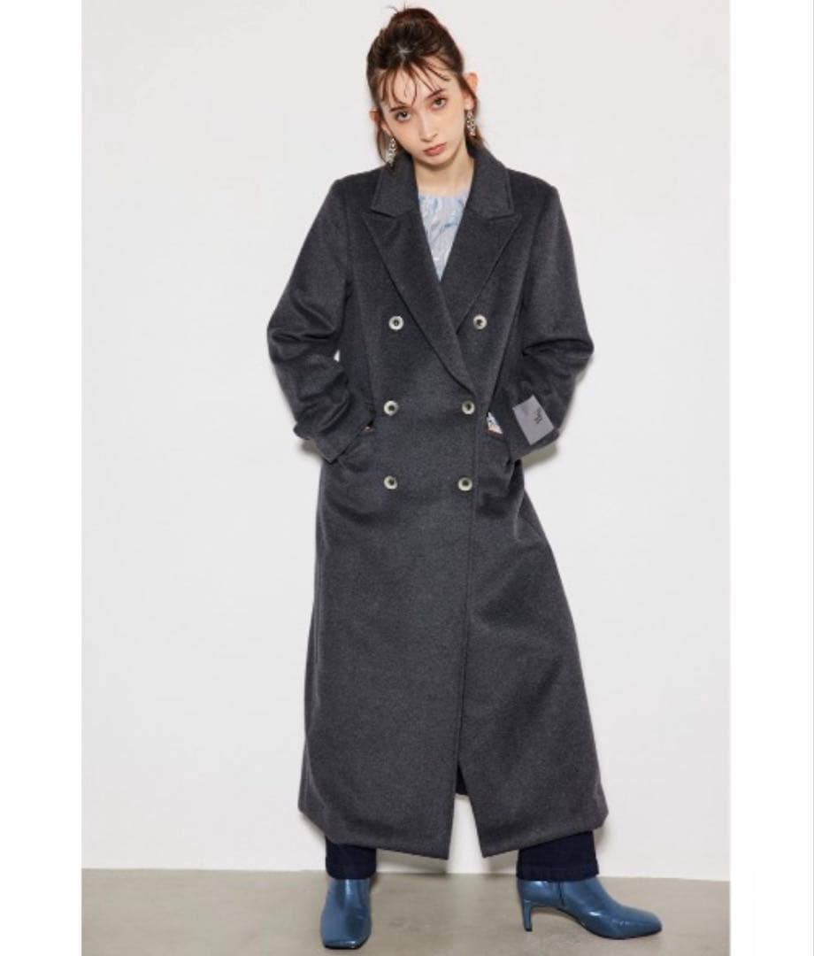 【美品】 rienda ピークドラペルウールMIXチェスターコート S