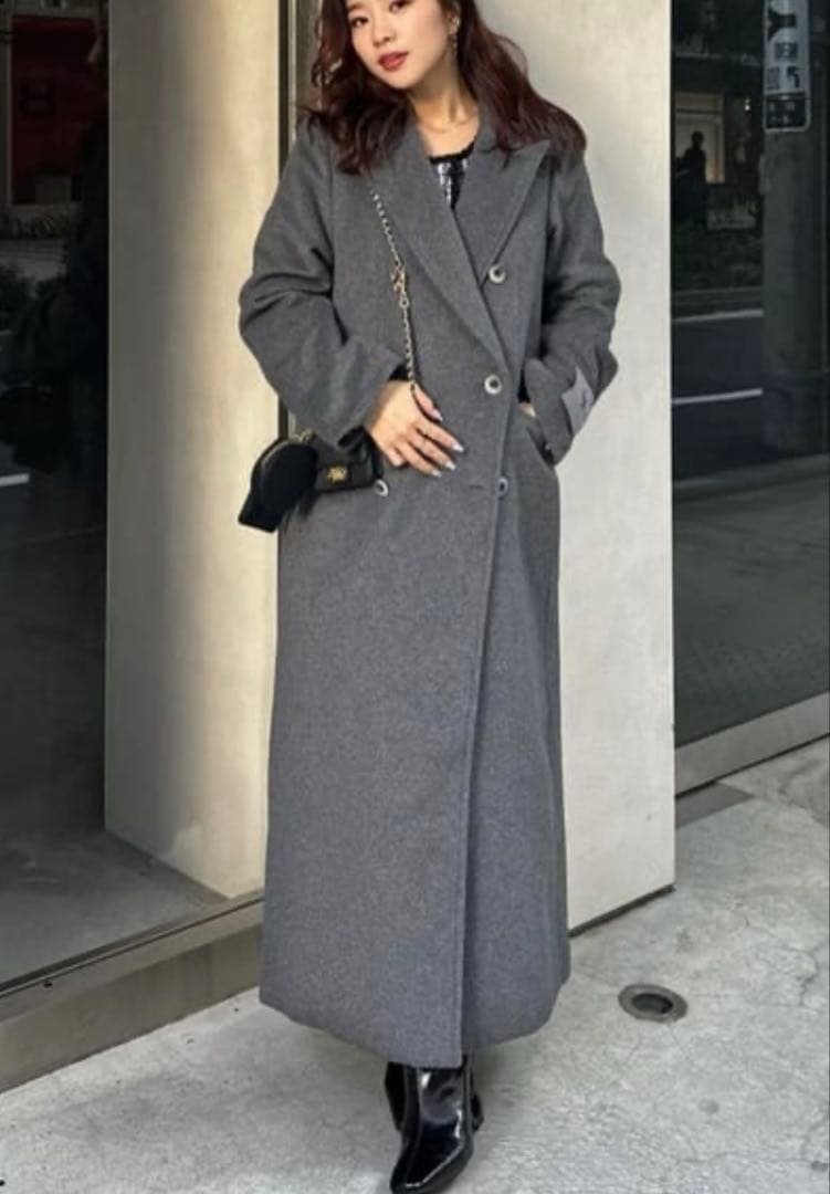 【美品】 rienda ピークドラペルウールMIXチェスターコート S