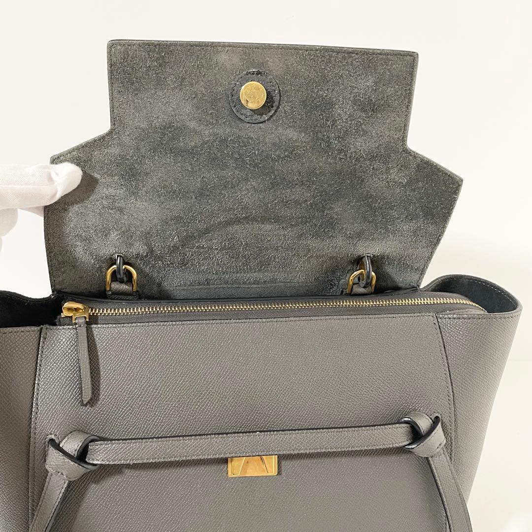 【美品】CELINE セリーヌ 2way ベルトバッグ ハンドバッグ グレー