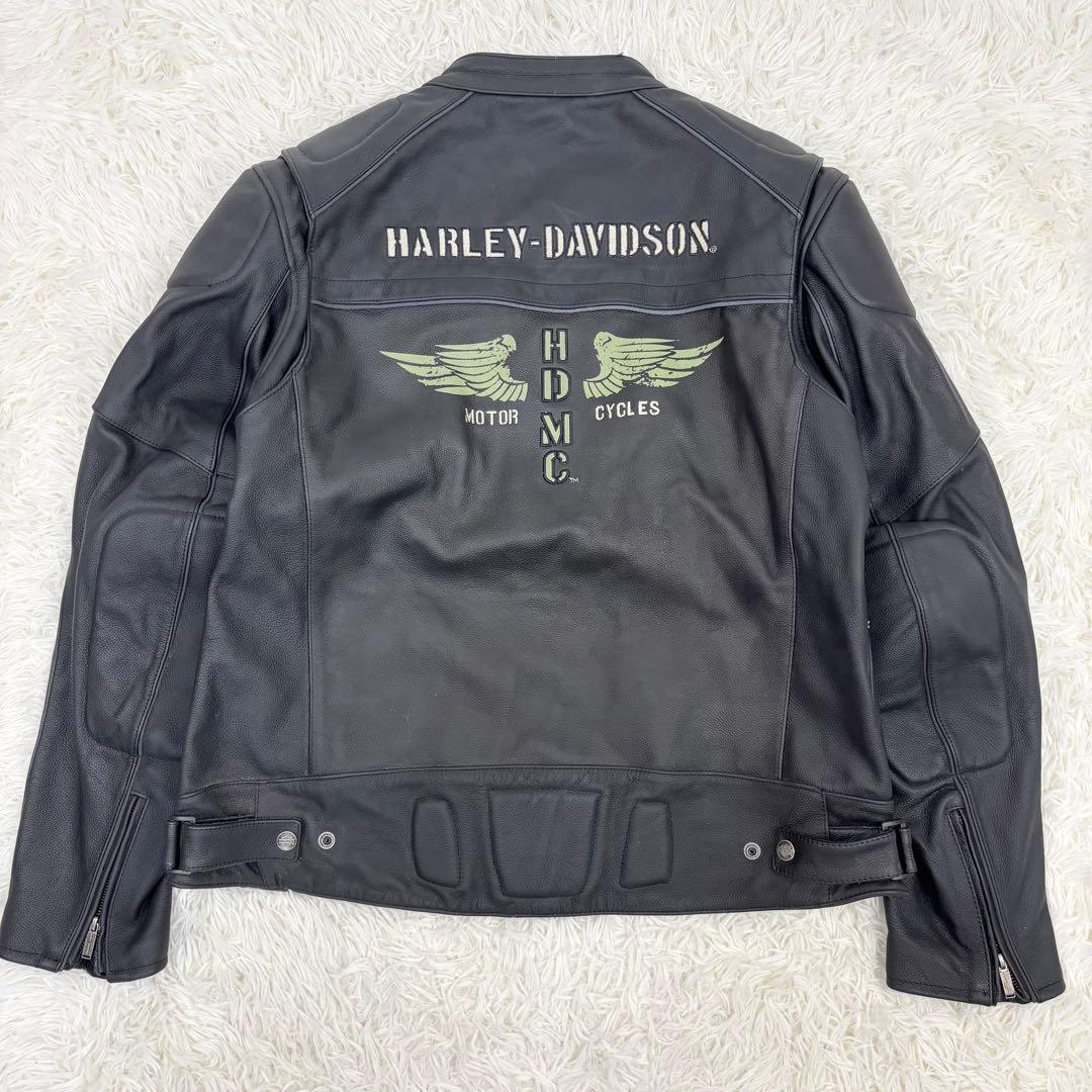 メガサイズ！ハーレーダビッドソン シングル ライダースジャケット 黒 XXL