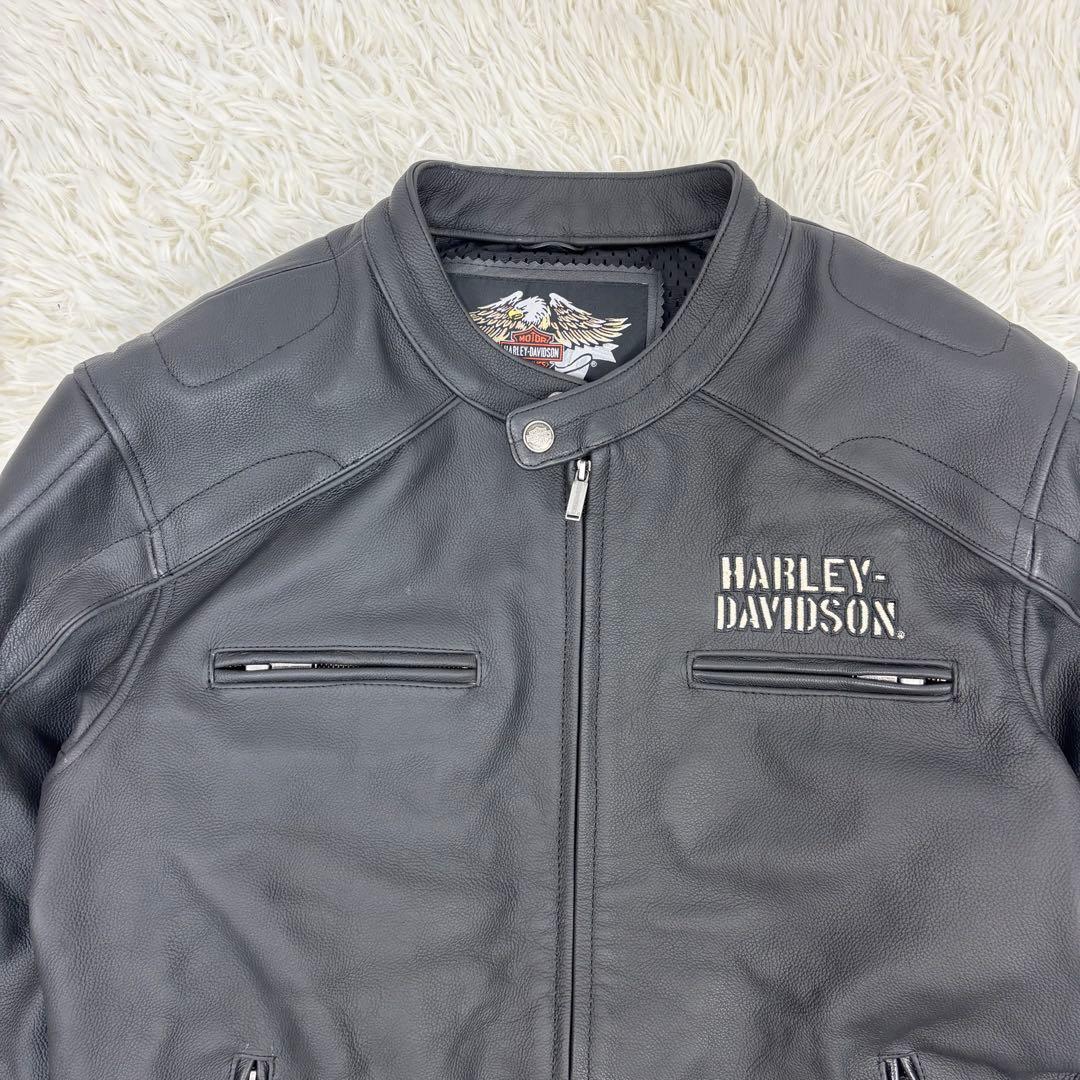 メガサイズ！ハーレーダビッドソン シングル ライダースジャケット 黒 XXL