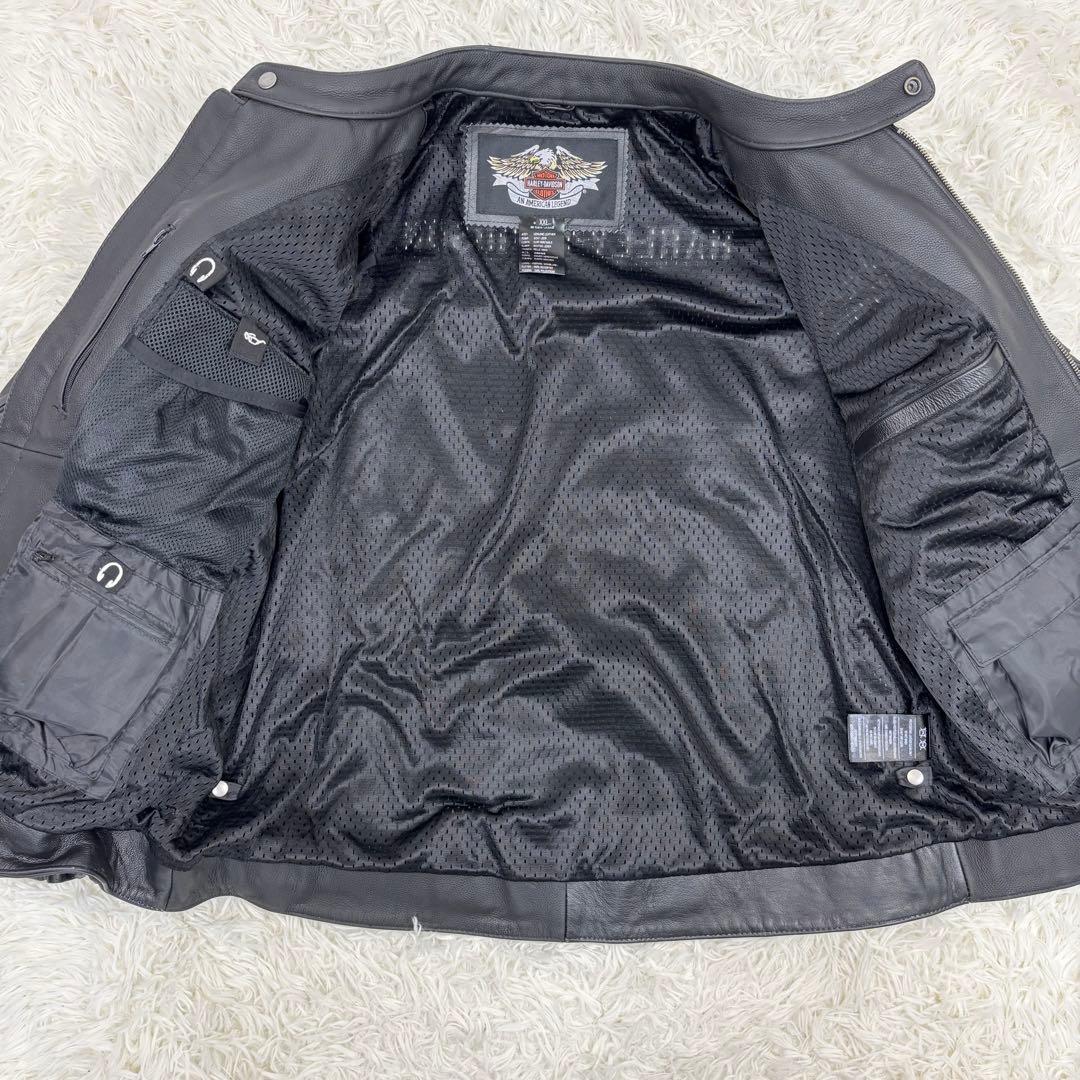メガサイズ！ハーレーダビッドソン シングル ライダースジャケット 黒 XXL