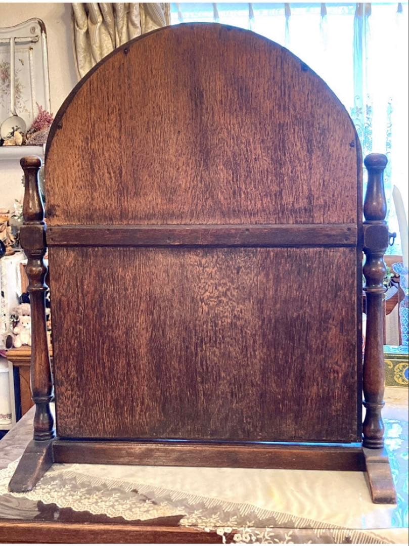 英国　イギリス　アンティーク　スタンドミラー　鏡　ドレッサー　オーク材　家具