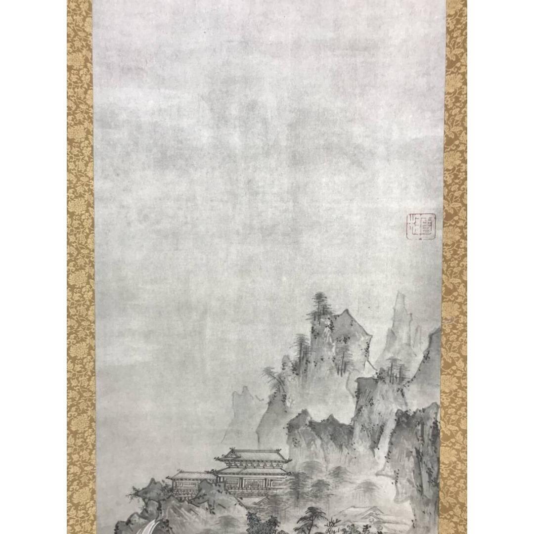 複製/雪村/夏冬山水図/双幅/工芸品/掛軸☆宝船☆AK-376