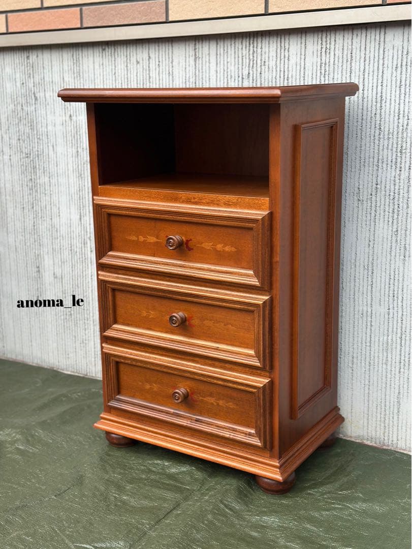 【チェスト】イタリア　象嵌　3段収納　花台　飾り棚　アンティーク　インテリア◎