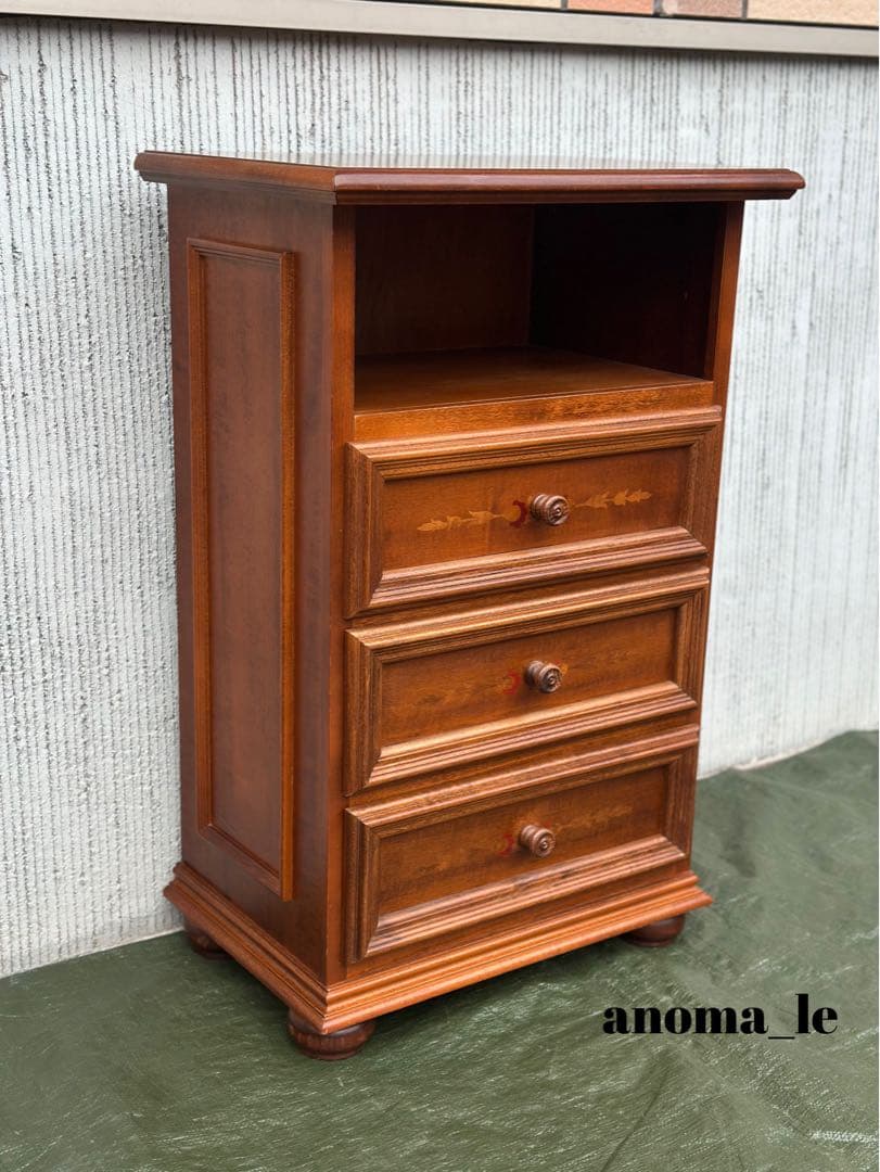 【チェスト】イタリア　象嵌　3段収納　花台　飾り棚　アンティーク　インテリア◎