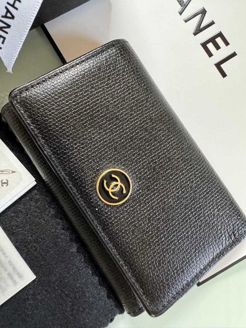 シャネル CHANEL ココボタン 6連 キーケース カーフスキン ブラック