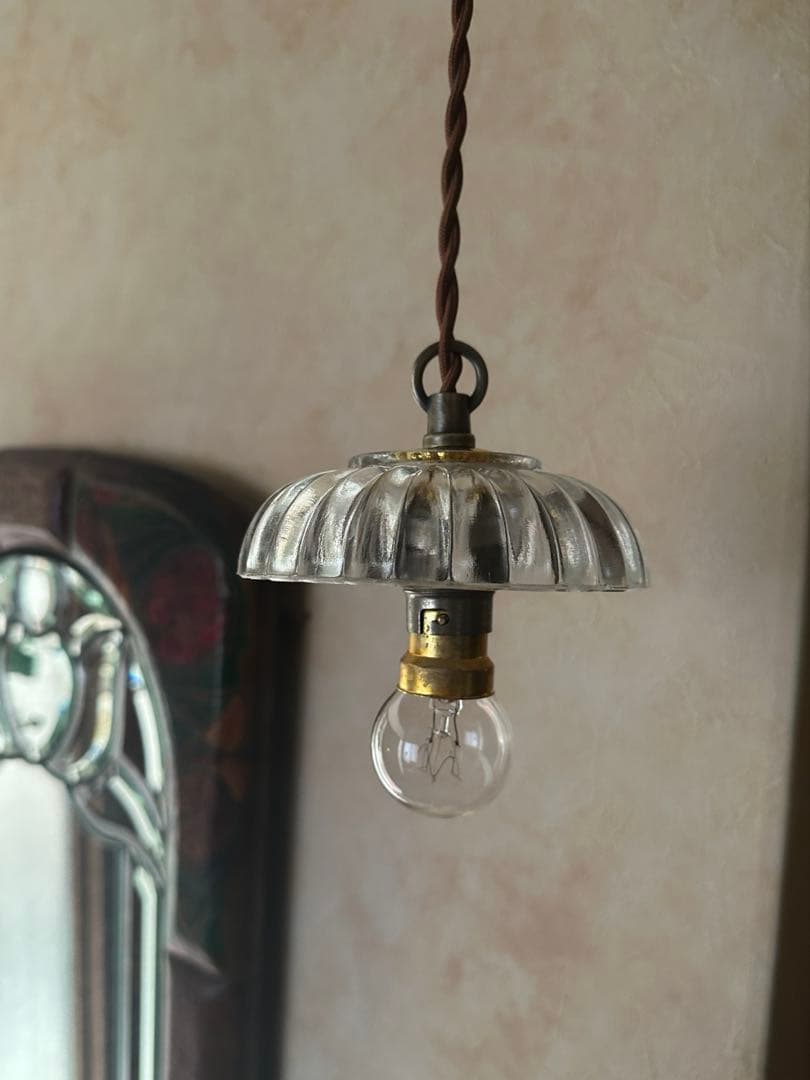 1920年代 フランス アンティーク とても大きな可愛いお花のアトリエランプ＊