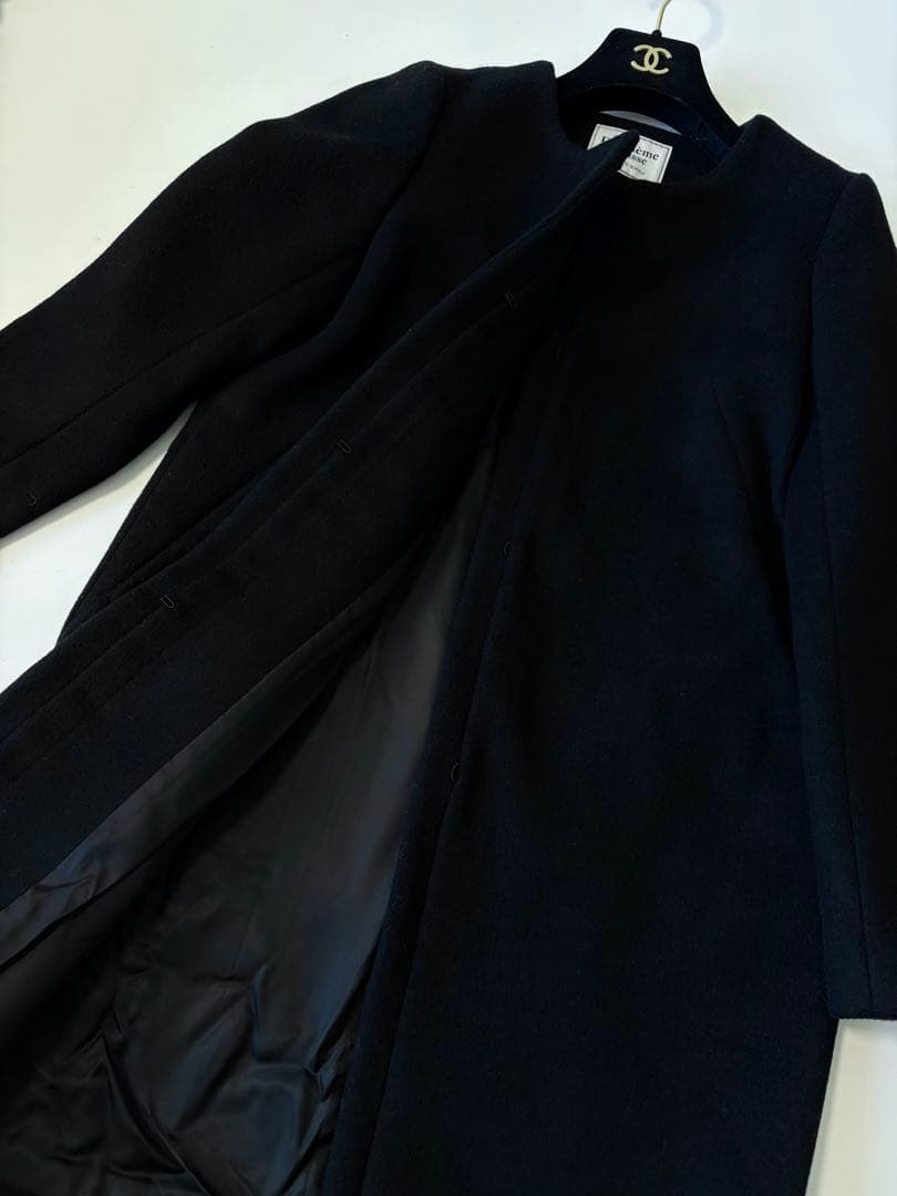 極美品 Deuxième Classe 黒　チェスターコート ノーカラー