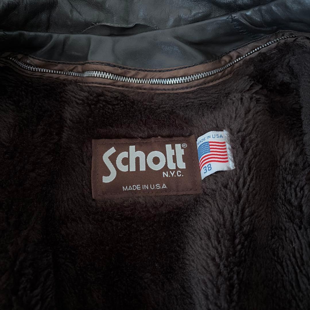 Schott ライナー付き　ライダースジャケット レザー　38 USA製