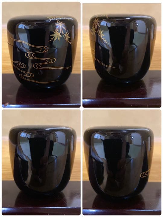 【茶道具】田中修造　青楓蒔絵中棗　（共箱）　○